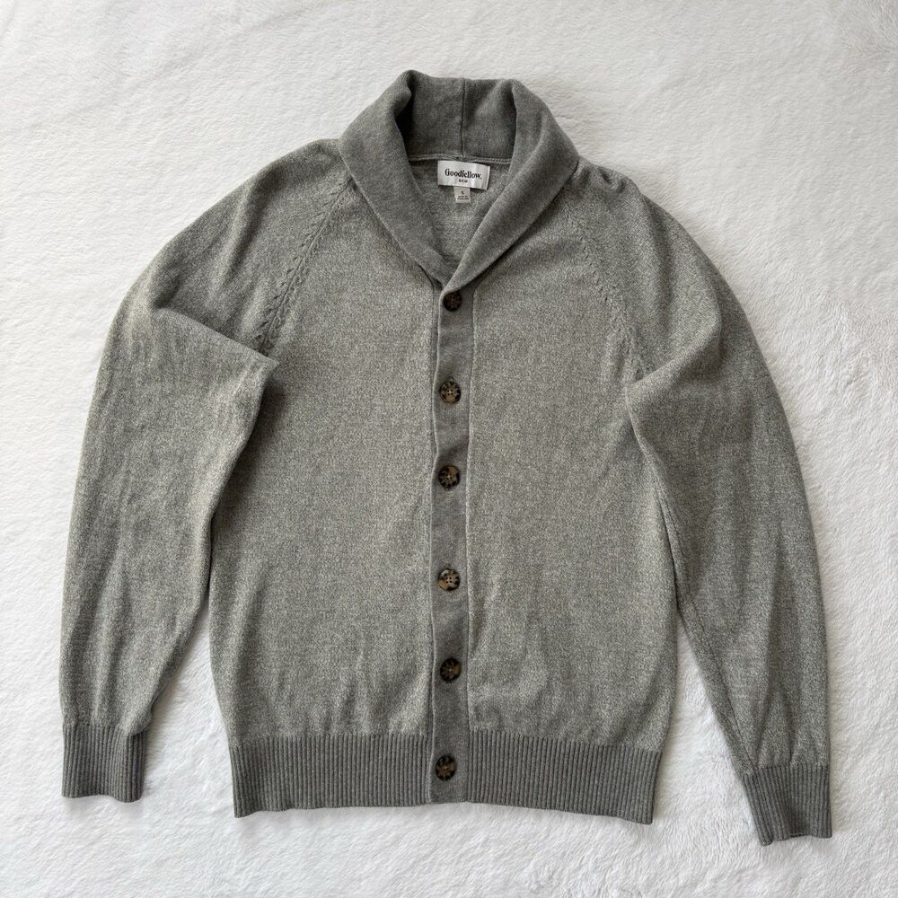Goodfella & Co Gray 100% Cotton Collared Button Front Cardigan Sweater Size S